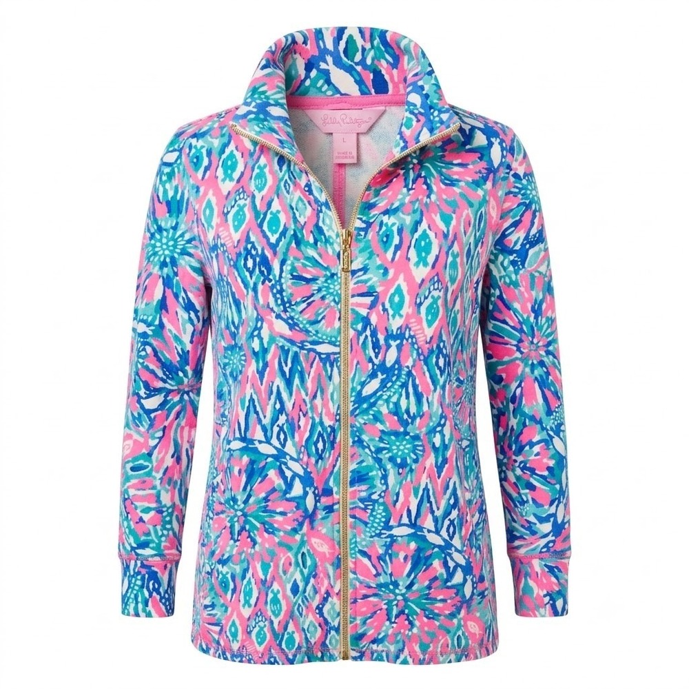 Lilly Pulitzer Womens Deedee Swing Tiki Pink Shake It Up Jacket L Large